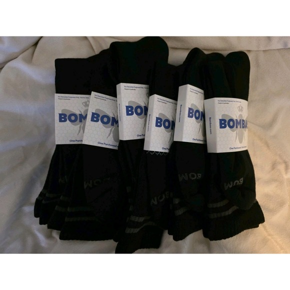 Lot of 6 BOMBAS Socks Mid-Calf Black Sz XL Men 13½-16 - Picture 1 of 2